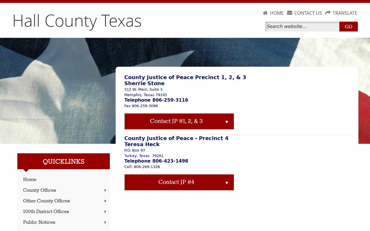 Hall County municipal warrant routing: justice court precinct office directory