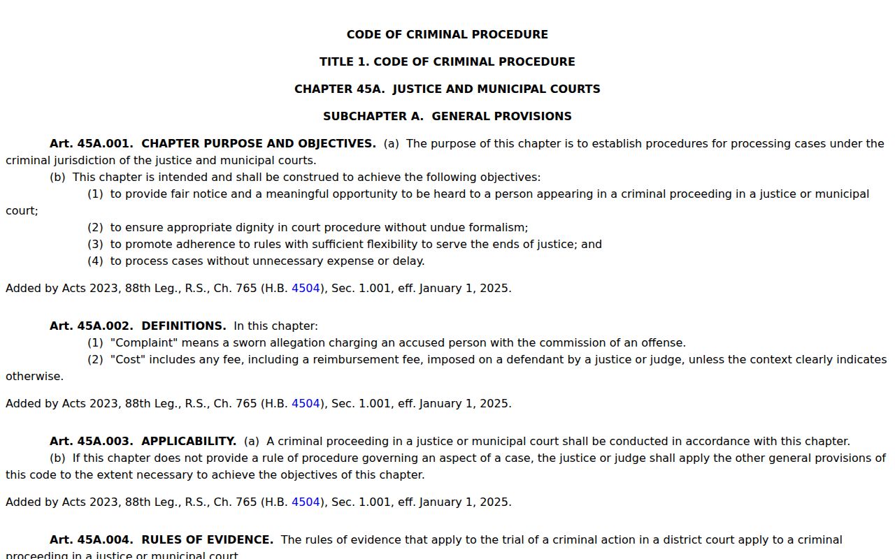 Hall County municipal warrants: Texas justice and municipal court procedure text